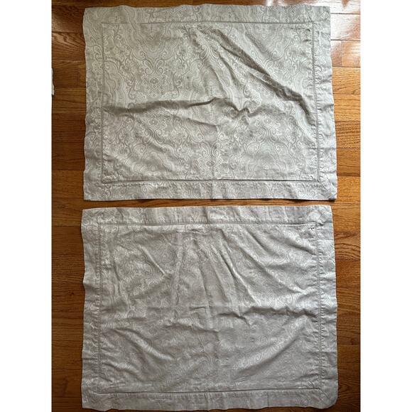 2 Ralph Lauren Pillow Sham Ruffles Textured Jacquard Floral paisley gray set - Picture 5 of 16